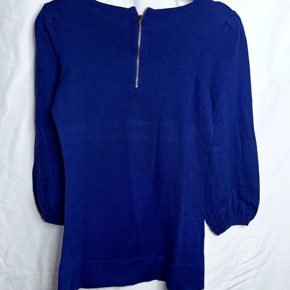 Lilly Pulitzer Womens Size Medium Royal Blue Zipper Back 3/4 Sleeve Sweater - Picture 4 of 7